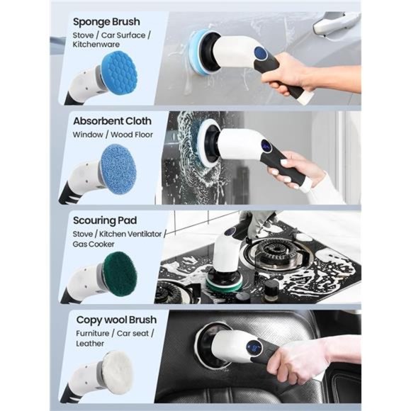 Electric Spin Scrubber, 2024 New Cordless Voice Prompt Shower Cleaning Brush - Picture 5 of 7